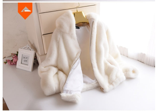Faux fur mink coat for women in soft textured design