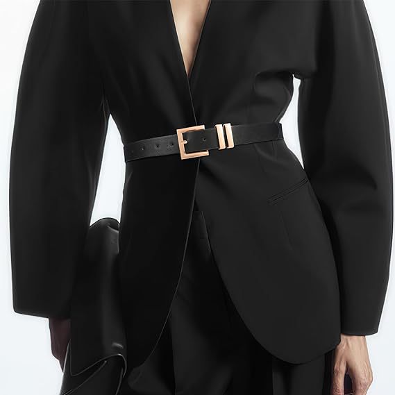 Slim versatile belt for jeans and dresses, featuring a luxurious stylish design