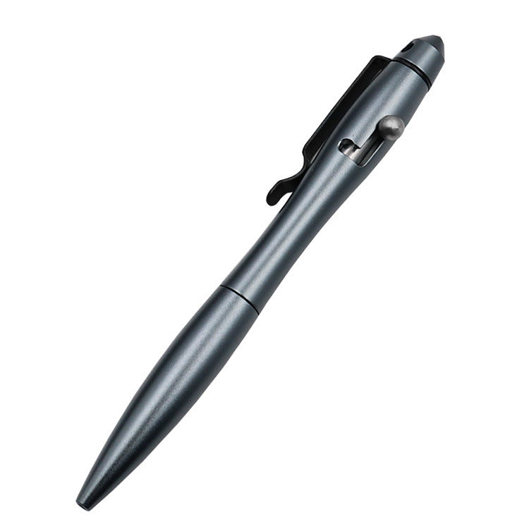 Outdoor self-defense writing pen with tungsten steel head and window-breaking tip, black finish