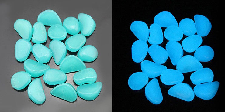 Glow in the dark rocks by My Store, colorful stones glowing against a dark background