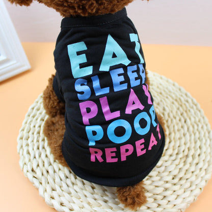 Pet clothes in various styles for cats and dogs, displayed together