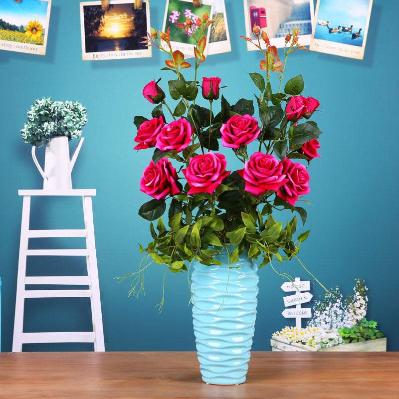 Artificial rose flower by My Store with realistic petals and green stem