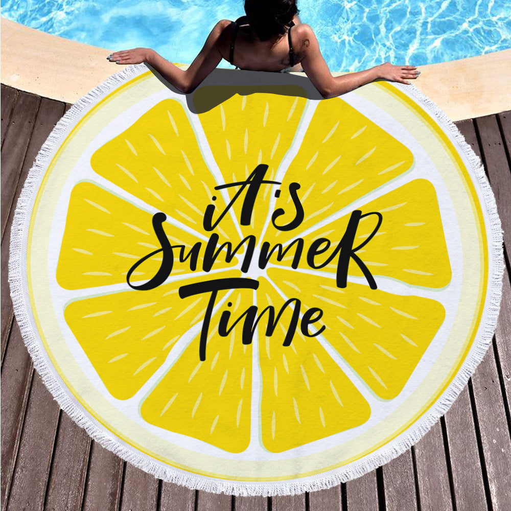Digital printing round beach towel by My Store, featuring a colorful patterned design