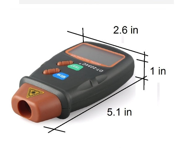 Digital tachometer by My Store displaying RPM readings on a compact handheld device