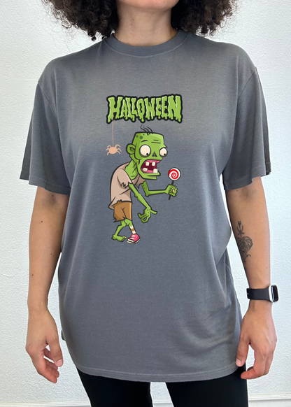 Men's Halloween Green Monster T-shirt by Spun Bamboo with short sleeves and graphic print in bamboo viscose and organic cotton fabric.