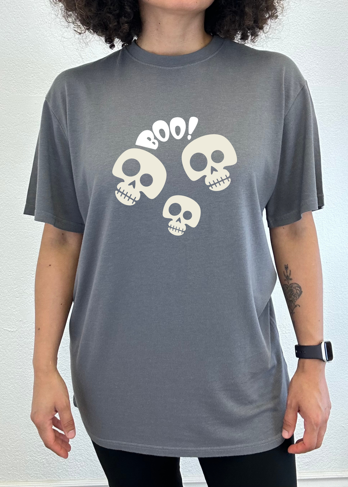 Men's Halloween Boo graphic T-shirt by Spun Bamboo, short sleeve design with unisex bamboo viscose and organic cotton fabric.
