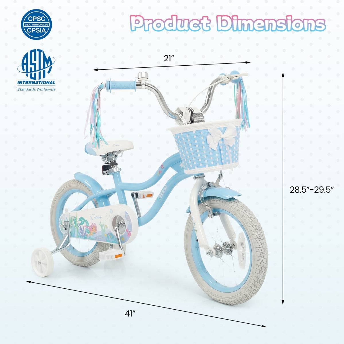 Colorful 14-inch kids bike with training wheels and front basket by GBruno Store, suitable for young children learning to ride.