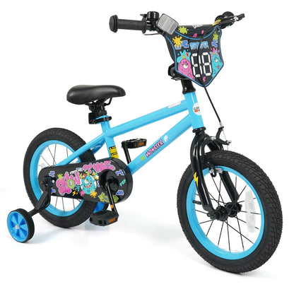 Kids bike with 16-inch wheels and training wheels, suitable for ages 4-7, by GBruno Store, featuring a colorful frame and handlebars.