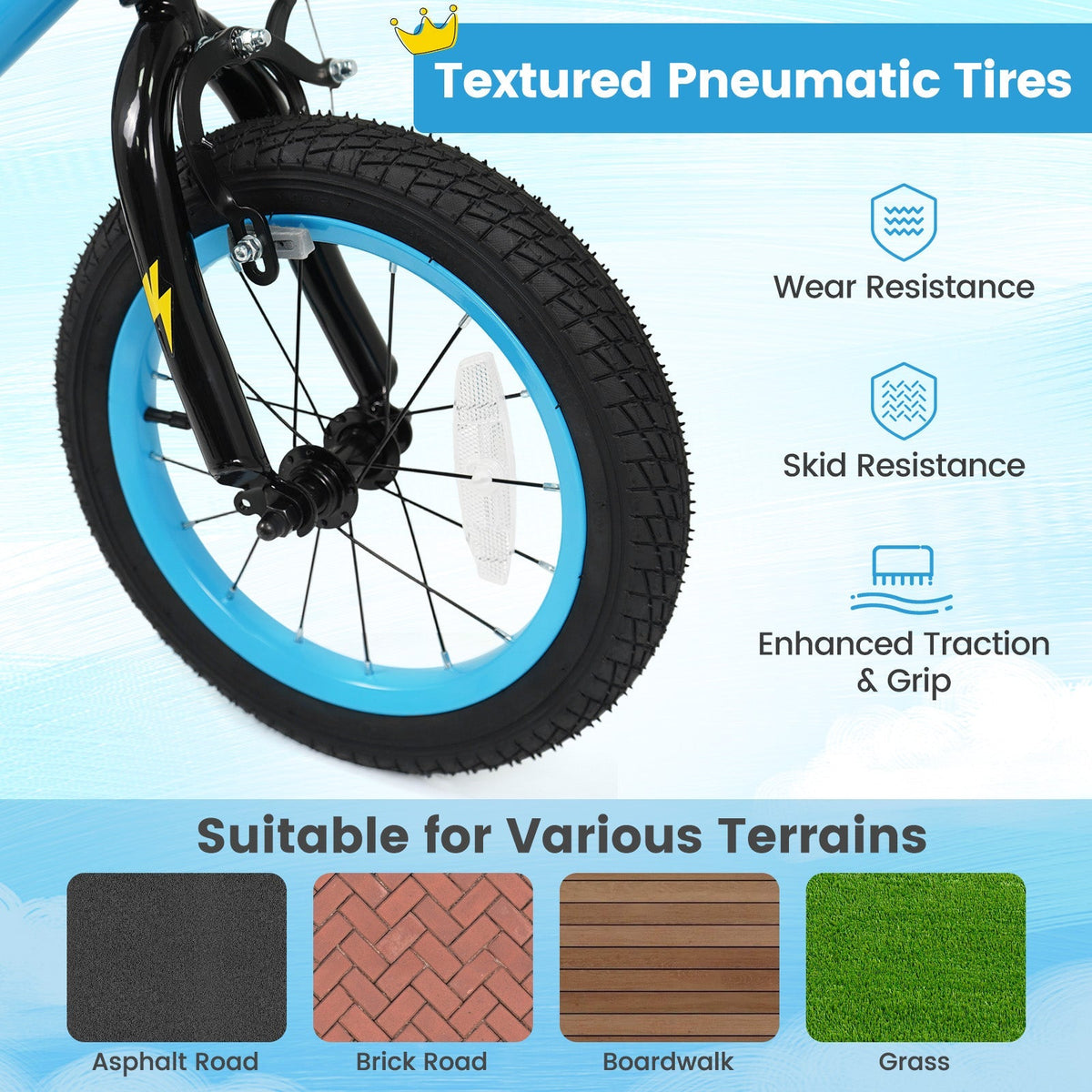 Kids 16-inch bike with training wheels for ages 4-7, featuring a colorful frame and safety grips by GBruno Store.