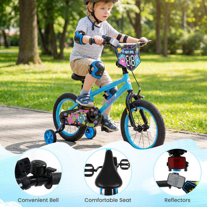Kids 16-inch bike with training wheels for ages 4-7, featuring a colorful frame and safety pedals, by GBruno Store.