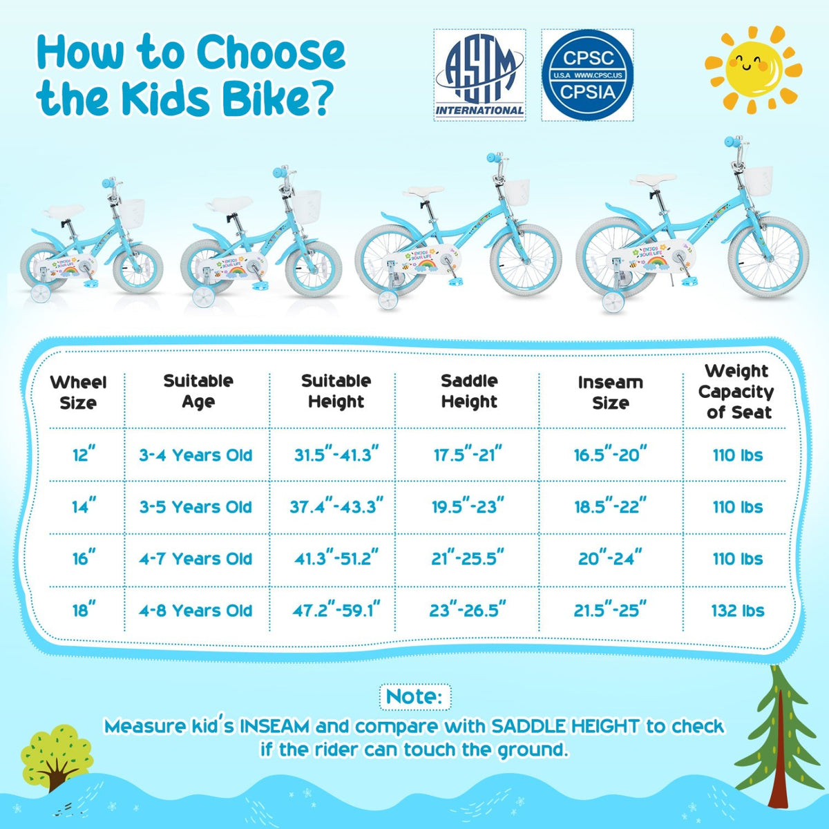 Girls 12-18 inch kids bike with training wheels and front basket, featuring a colorful frame and sturdy tires for young riders.