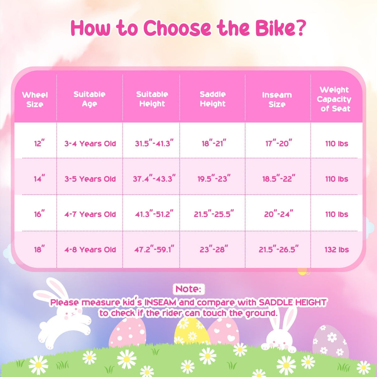Girls kids bike 12-18 inch with training wheels and front bag, featuring a pink frame and sturdy design for young riders.