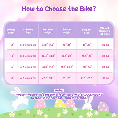 Girls 18-inch kids bike by GBruno Store with training wheels and front bag, featuring a colorful frame and adjustable seat.