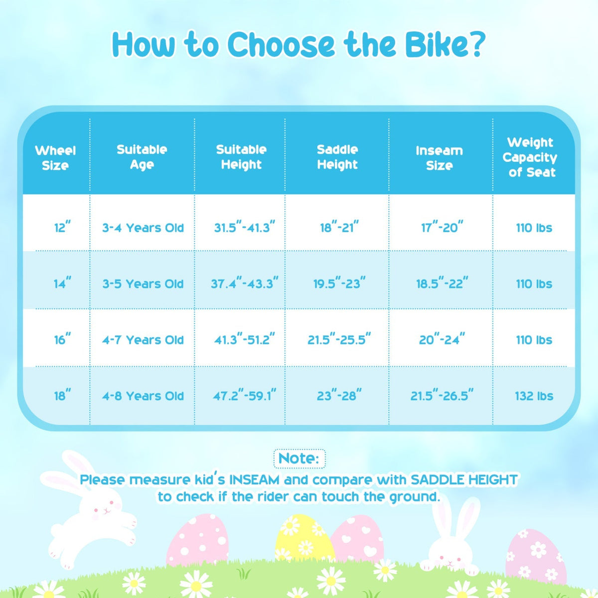 Girls kids bike with 14-inch wheels, training wheels, and a front bag, featuring a colorful design for ages 12-18.