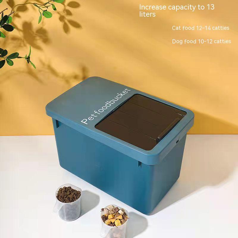 Dust-proof sealed pet supplies storage box with secure lid and compact design