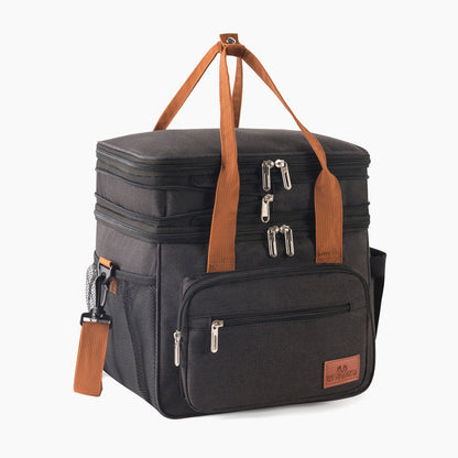 Double-layer insulated lunch bag with high-capacity storage for picnics, featuring a thermal lining and sturdy handles