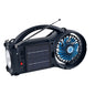 Supersonic Solar Power Bluetooth speaker with FM radio, LED torch light, and built-in fan, outdoor portable speaker in black.