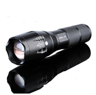 Outdoor flashlight with durable black body and bright LED beam for camping, hiking, and emergency use