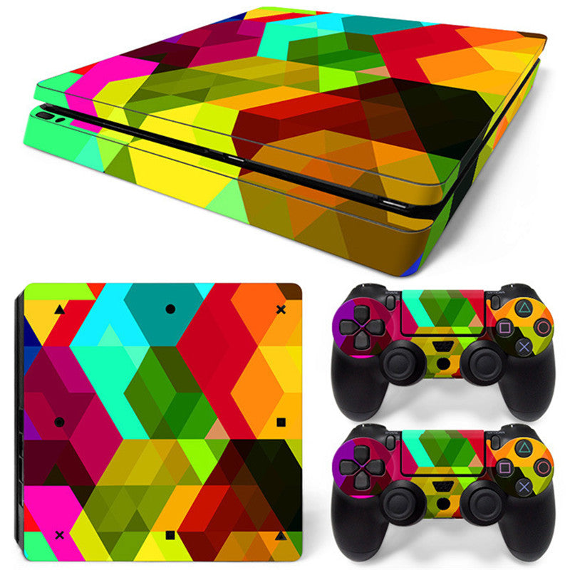 Full body stickers for game consoles shown in a variety of protective designs