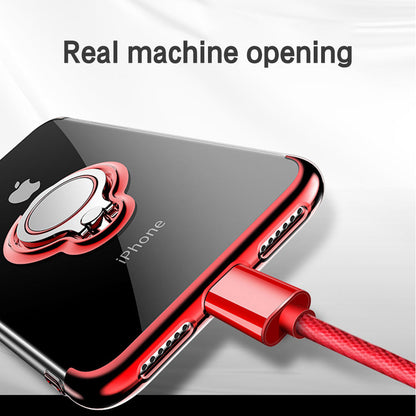 Magnetic ring mobile phone case holder compatible with phones, close-up view