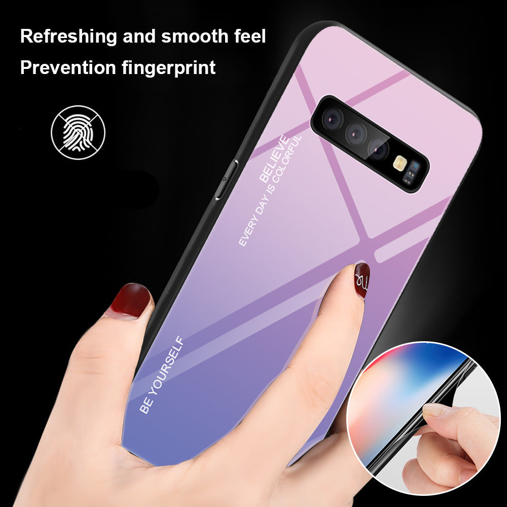 Gradient glass phone case by My Store with a smooth color-fade design and glossy transparent finish