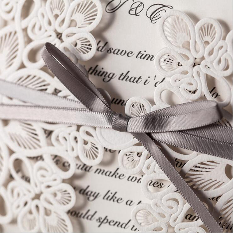 Personalized custom invitation card design with elegant details shown on a white background