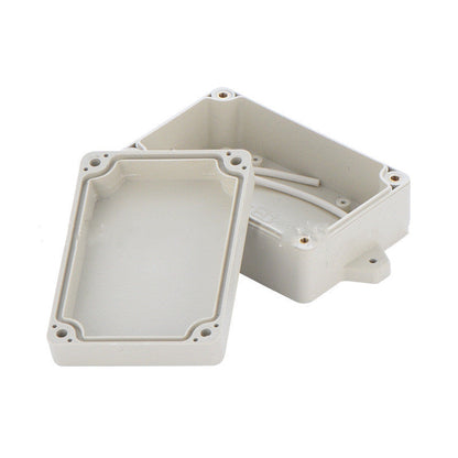 Plastic security monitoring power supply waterproof box, white enclosure with sealed cover and cable entry ports
