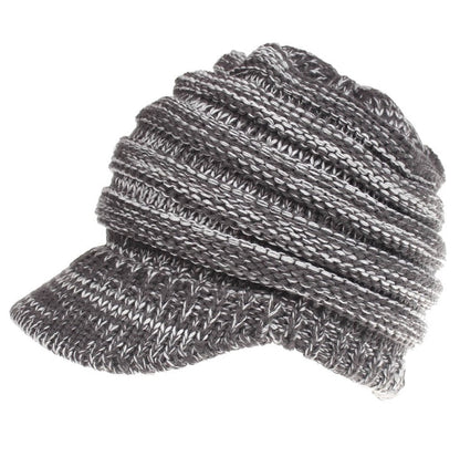 Women’s ponytail beanie, soft knitted autumn winter hat in a warm skullcap style