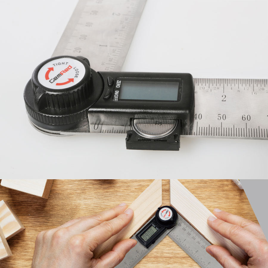 Electronic digital display angle ruler with clear LCD screen and adjustable measuring arms