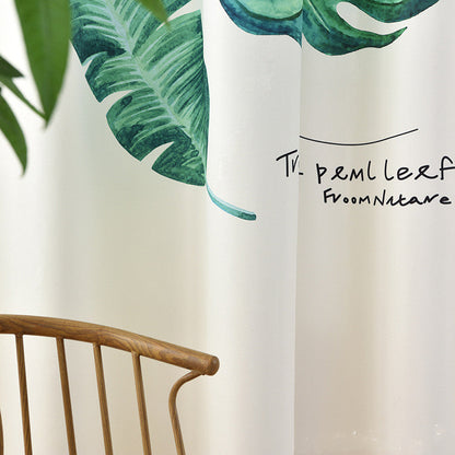Banana leaf digital print curtain by My Store, featuring a tropical green leaf pattern