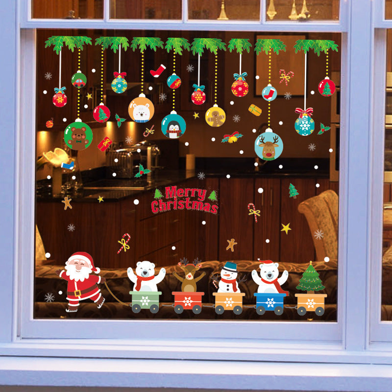 Christmas decorations store window stickers with festive designs for glass surfaces