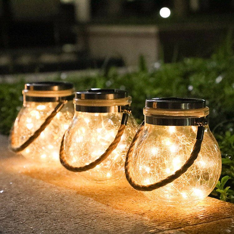 Crack ball glass jar light with textured spherical glass design
