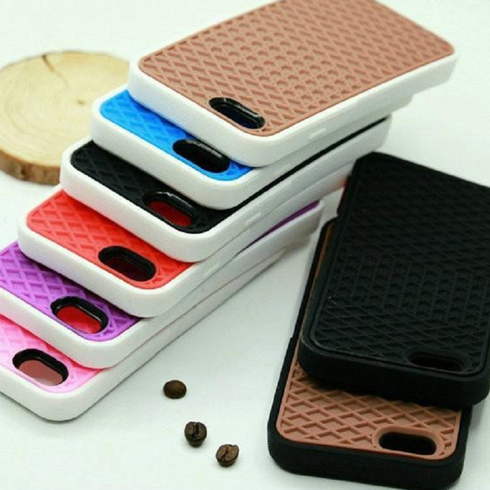 Waffle sole silicone phone case with textured sneaker-style tread design