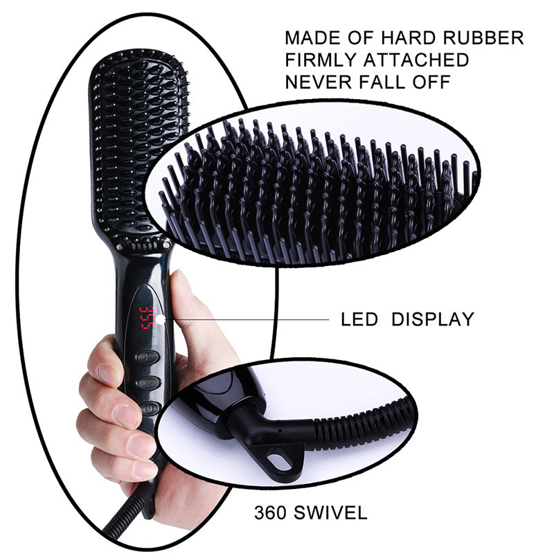 Ceramic straight hair comb with ergonomic shape and smooth teeth for styling and detangling hair