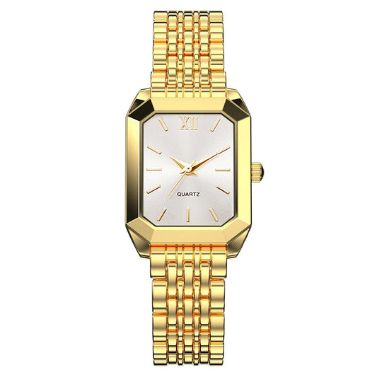 Minimalist square quartz watch for students, featuring a sleek fashion design and clear dial