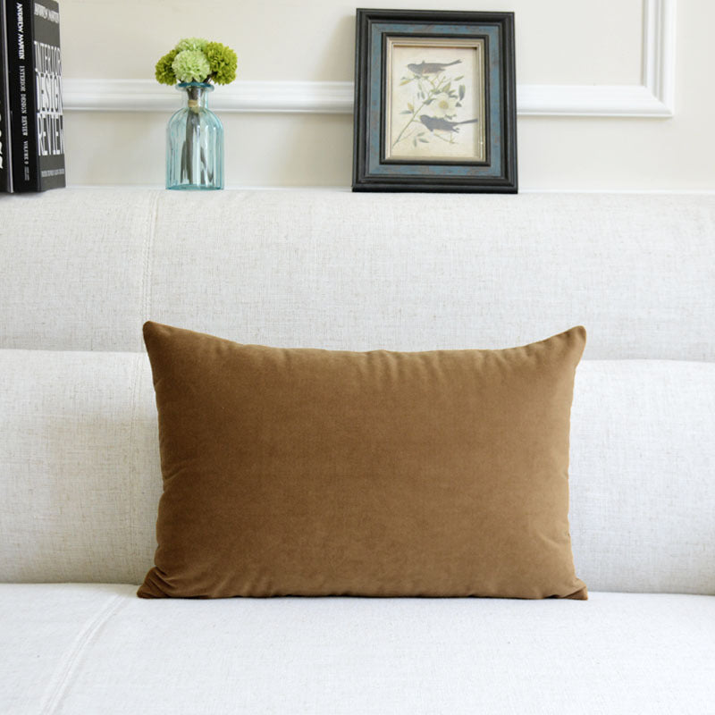 Velvet throw pillow for sofa in a soft, textured design