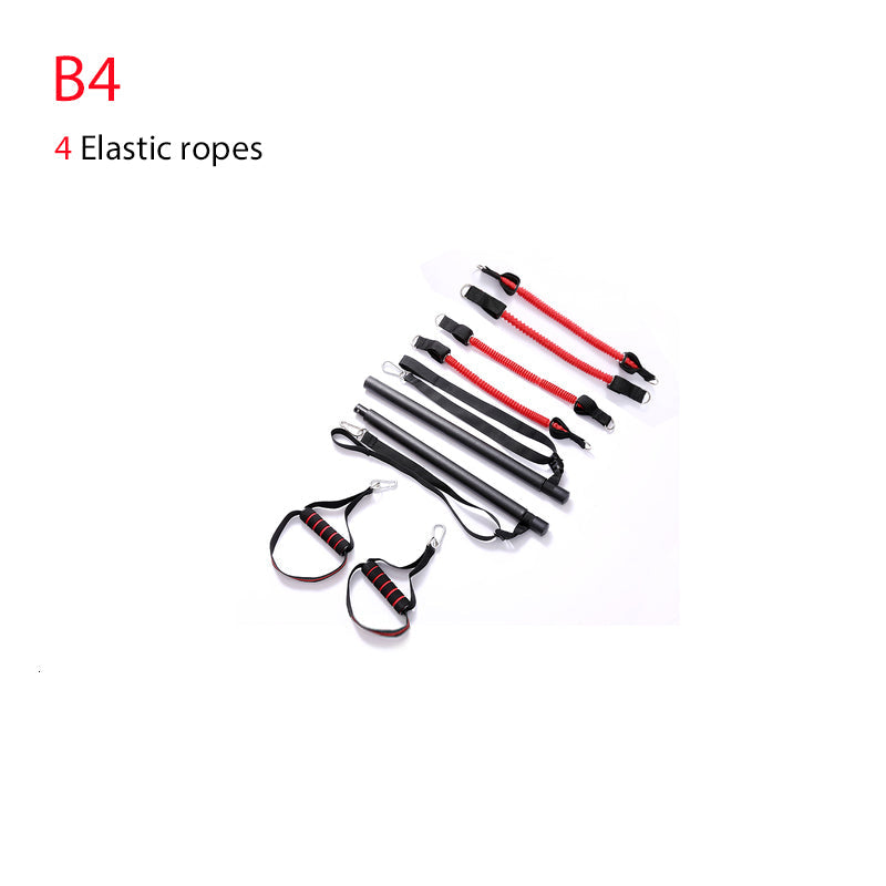 Body workout trainer bar with resistance bands and rubber buckles, fitness exercise equipment 恒一