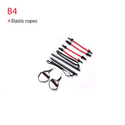 Body workout trainer bar with resistance bands and rubber buckles, fitness exercise equipment 恒一