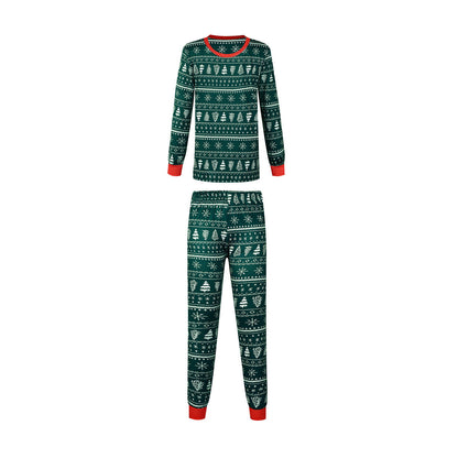 Christmas print contrast color parent-child home service suit by My Store