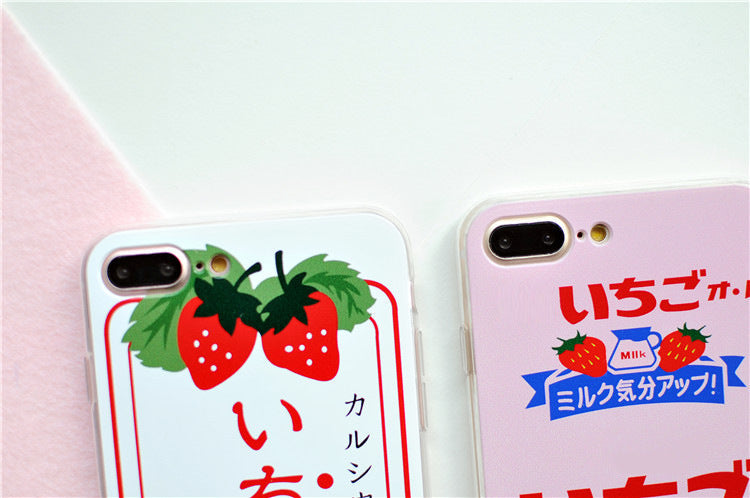 Strawberry phone case with vibrant red strawberry design on a protective cover