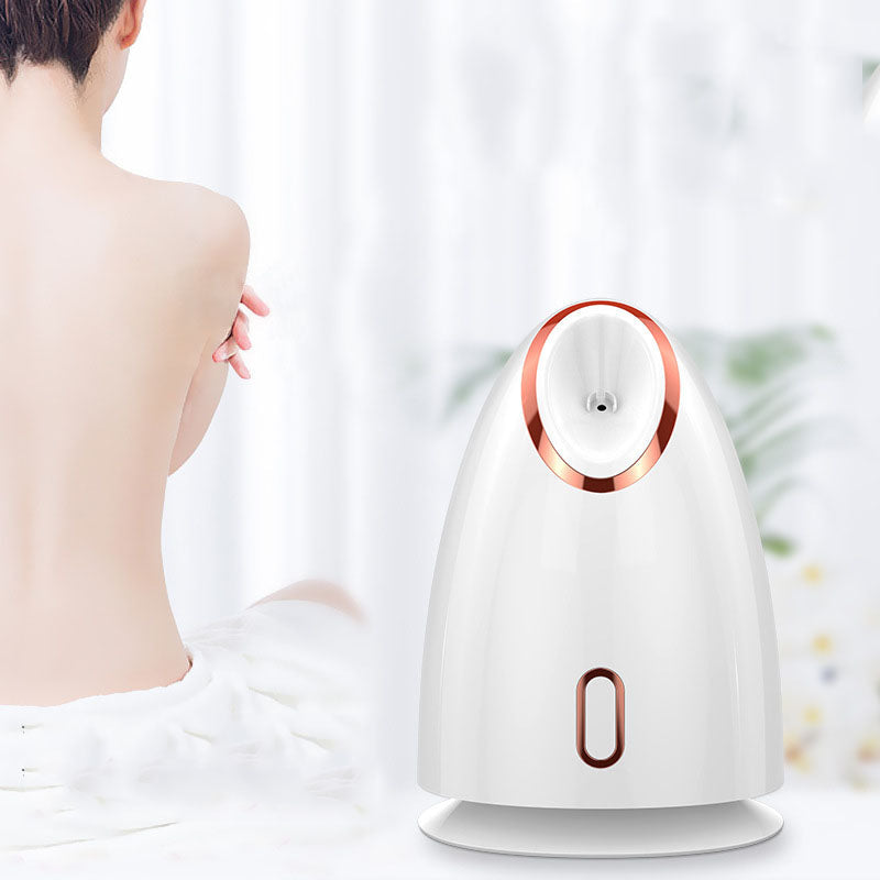 Nano thermal spray moisturizing face steamer in compact white handheld design
