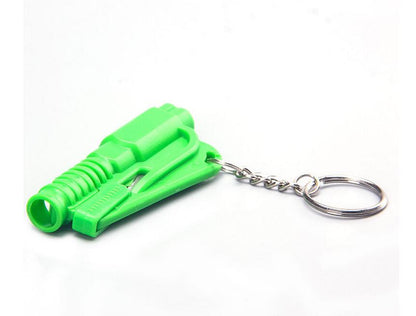 Mini emergency safety hammer keychain with compact black handle and metal hammer head