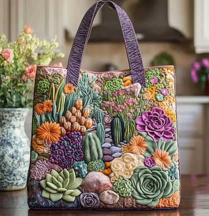 Digital-print quilting tote bag with cotton padding, commuter casual jacket bag in a textured design