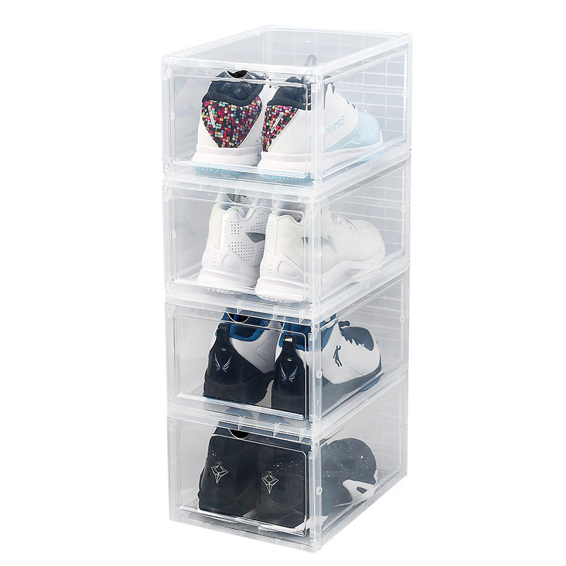 Sneaker storage box shoe cabinet with clear front door for organized footwear display