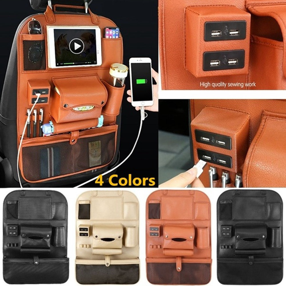 Car backrest storage bag with multifunctional seat storage pockets