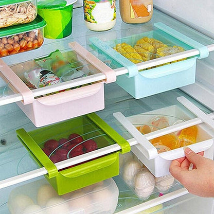 Hanging plastic refrigerator clapboard storage rack for organizing kitchen supplies