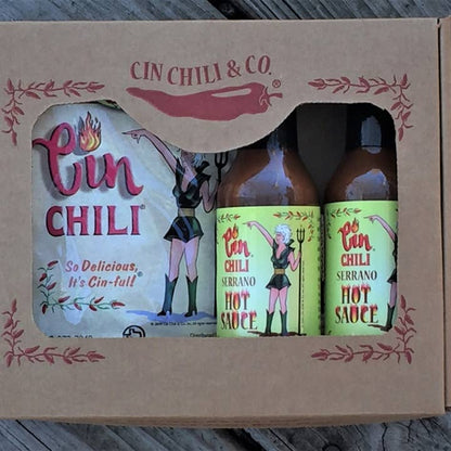 Cinderosa Ranch Cin Chili Taco Kit with taco shells, seasoned chili mix, and toppings for homemade tacos.