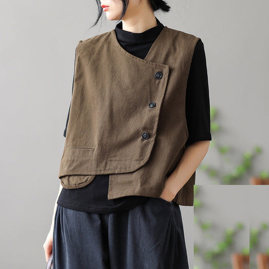 Retro women's casual vest jacket by My Store, sleeveless design in a vintage-inspired style