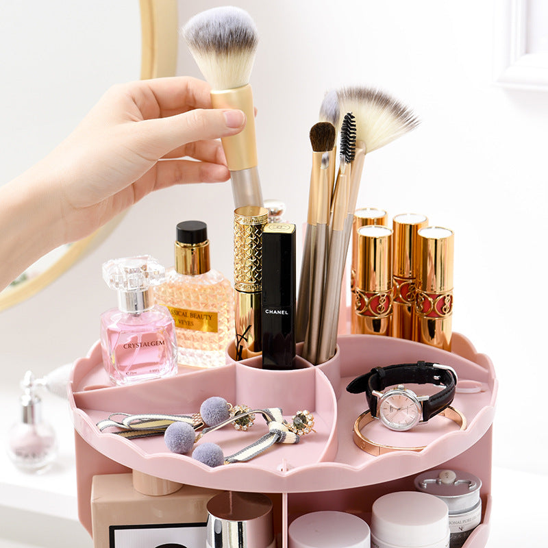 Multi-function cosmetics storage box with organized compartments for makeup and beauty essentials