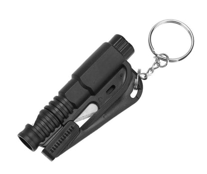 Mini emergency safety hammer keychain with compact metal hammer and key ring rescue tool